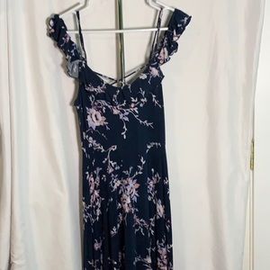 Navy Floral Print Dress